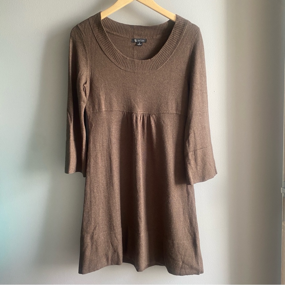 Vintage A-line Sweater Dress Bell Sleeves